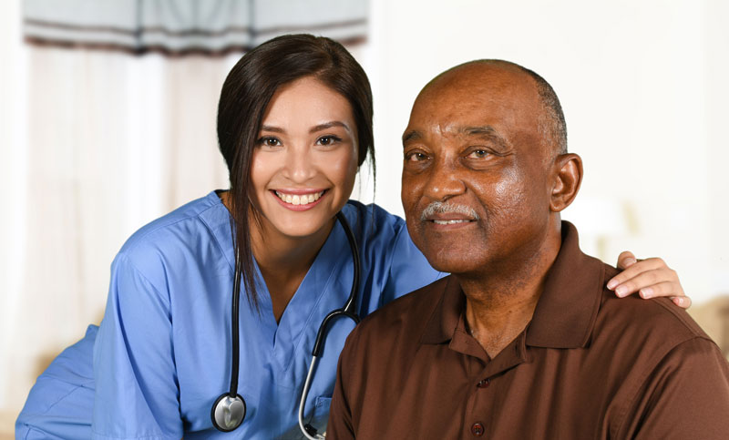 caregiver with elderly client